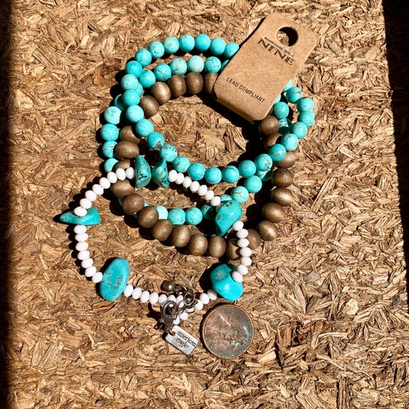 Boho American Eagle & Nine Turquoise/Wood Stretch - Picture 5 of 5